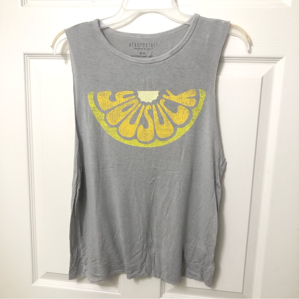 Aeropostale Women’s Medium Gray Bad Word Graphic Sleeveless Muscle Tank Top